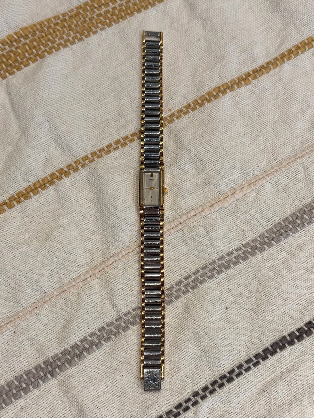 Citizen Two-Tone Gold and Silver Slim Rectangular Women's Watch